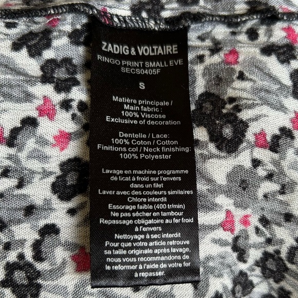 Zadig & Voltaire Black Pink Floral Ringo Print Dress Small Eve Sz S - Picture 10 of 13